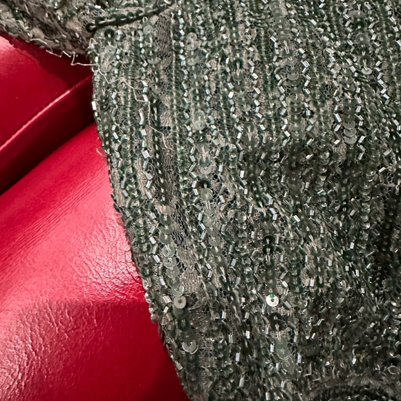 Mac Duggal Emerald Beaded Long Sleeve Dress - Picture 2 of 4